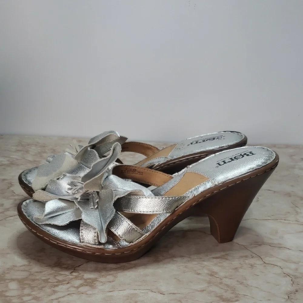Born Women's Metallic Silver Heels